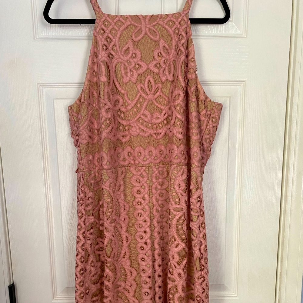 Pink and tan lace dress